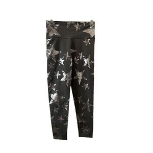 Aerie Chill Play Move Star Print Leggings Women’s Size S Gray Silver Mid Rise